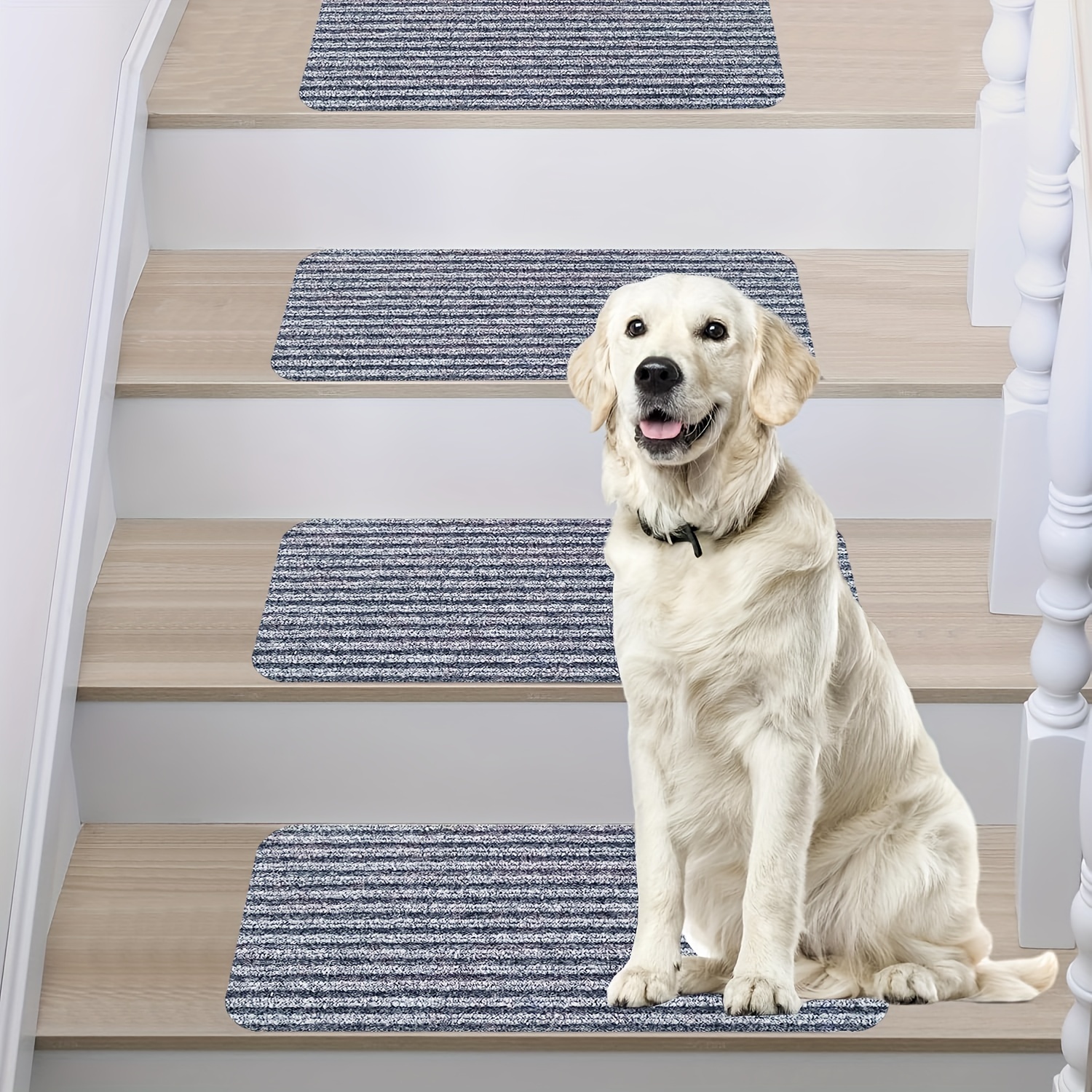 RIOLAND Stair Treads Carpet Non-Slip Indoor 15 PCS Wood Stair Treads Rugs A RIOLAND Stair Treads Carpet Non-Slip Indoor Stair Runners for