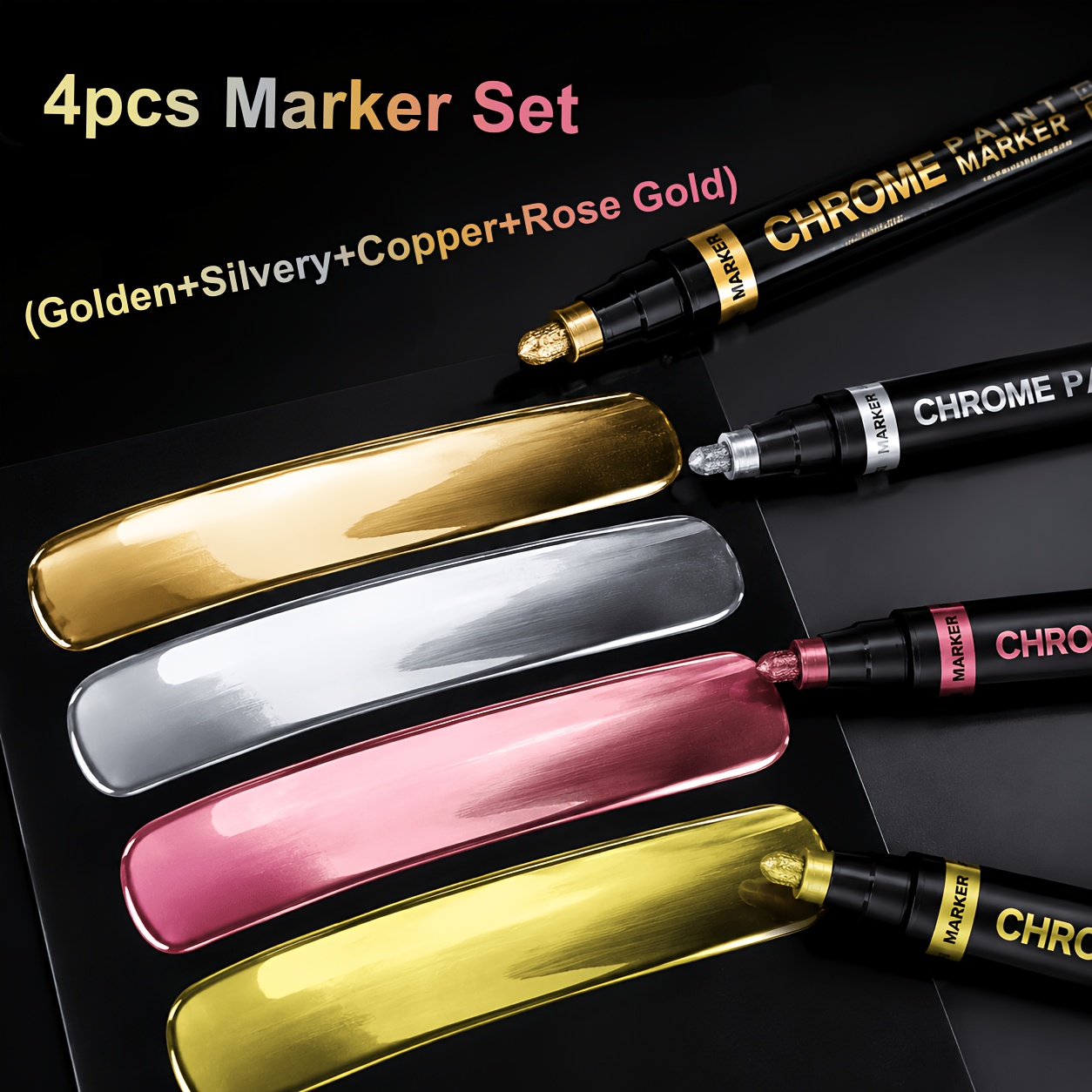 TEMU 4pcs Golden Tomb Marking Pen, With On Tombstones And Precise Tips, Is An For Restoring Tomb Colors And Is Specifically Designed For Cemetery