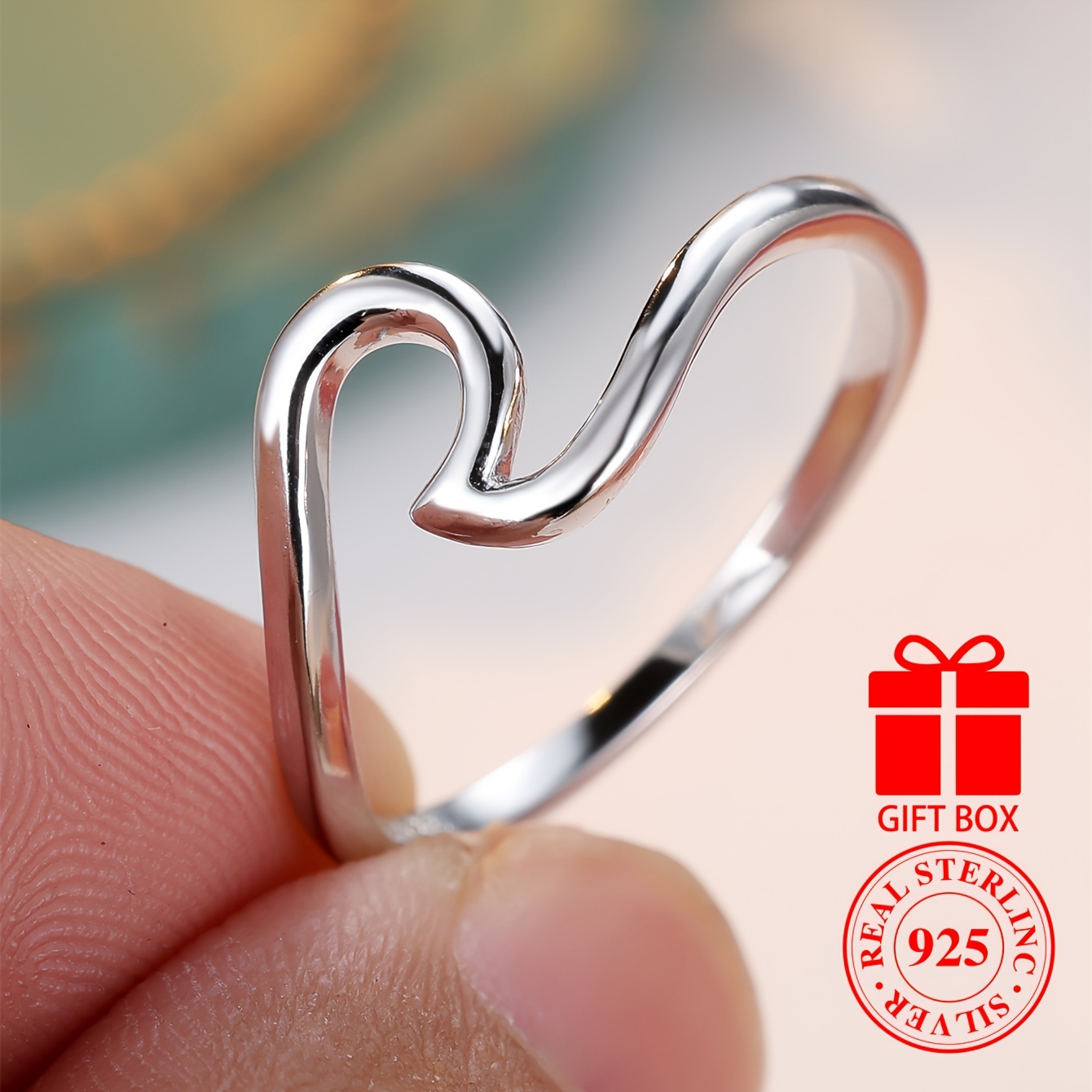 Ocean Wave 925 Sterling Silver Ring - Perfect Gift for Her And Him