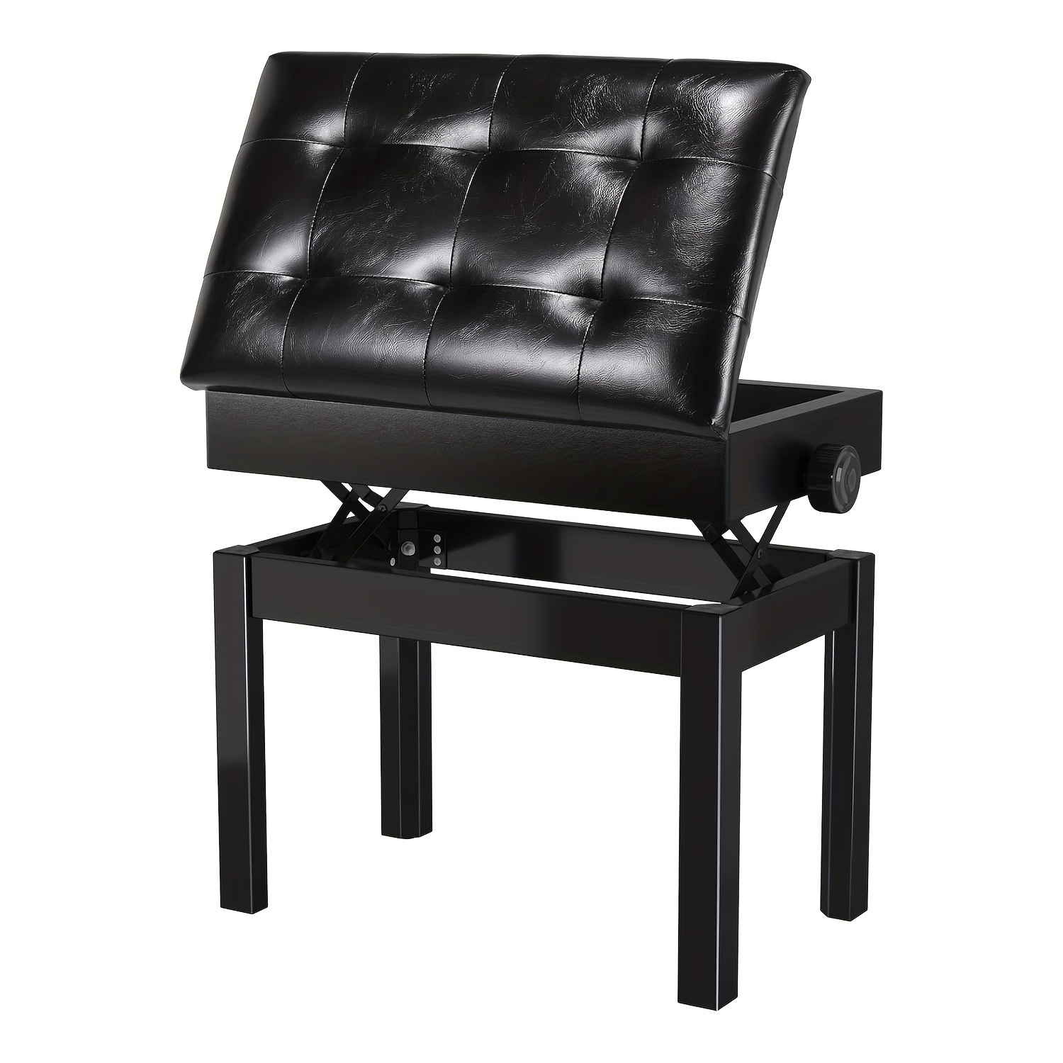 TEMU Taburete de Piano Ajustable , Silla de Piano con de Almacenamiento, de Piano 58 X 35 X 48-58 Cm, de Piano con Cojín de Cuero PU, Taburete de