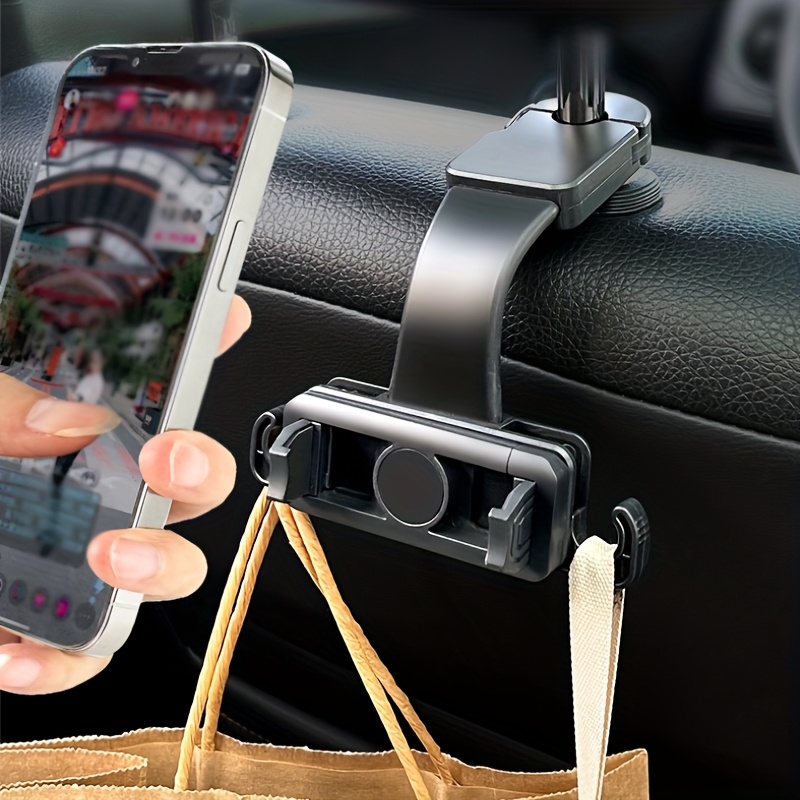 E-shop -Grad Drehbarer Sitz Kopfstützenhalterung, ABS Auto Rücksitz Handyhalterung, Verstellbare Autohalterung mit Memory-Schlauch, Universeller