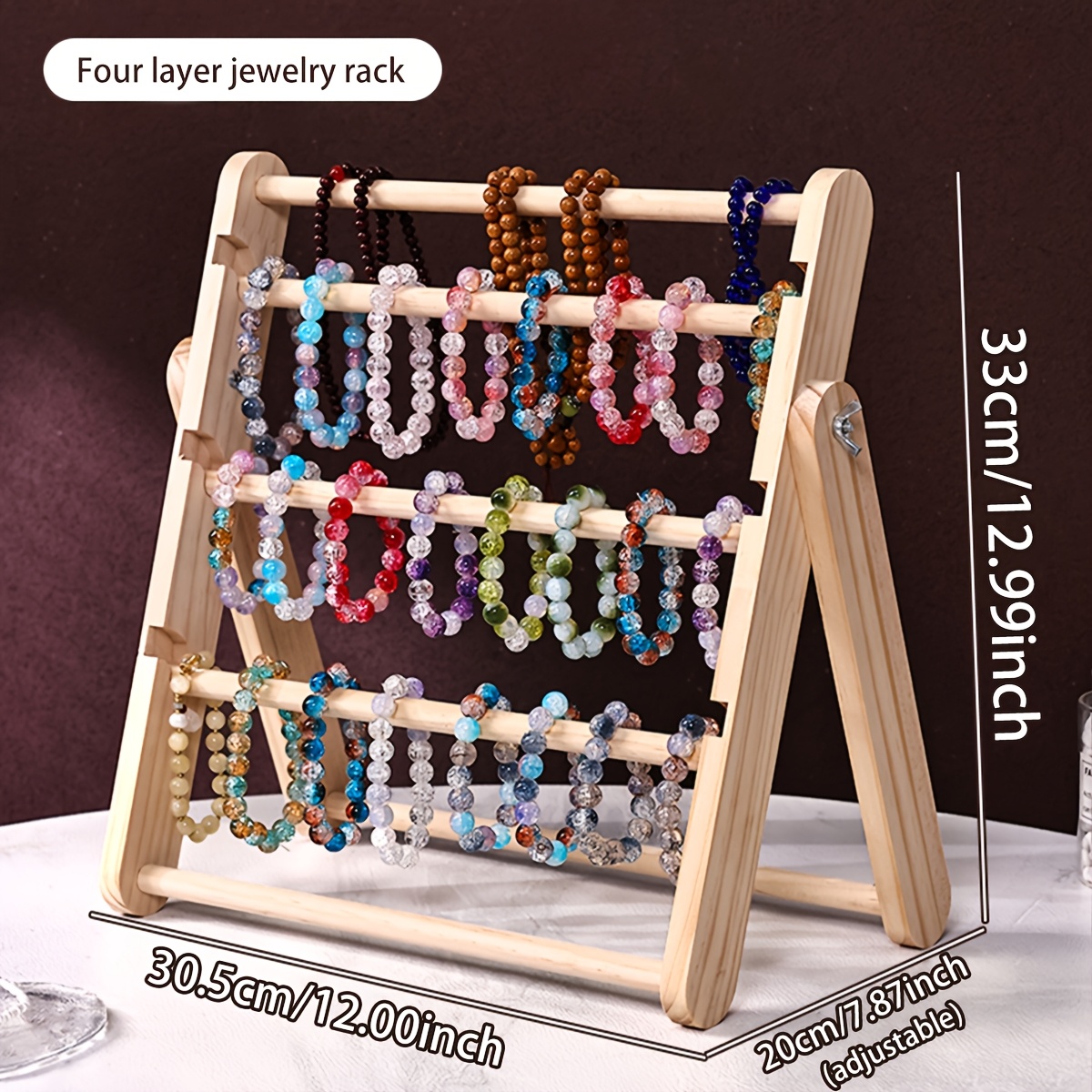 Artikelbild  . abnehmbares massivholz schmuckregal mit 3/4 ebenen - natürliches kiefernholz multifunktions-organizer für perlenarmbänder, halsketten, fußkettchen, uhren - aufbewahrung für zuhause & laden, feiertagsgeschenk, accessoire-aufbewahrung, stilvolle lagerung, qualitätshandwerk, kettenhalter, boutique-betreiber
