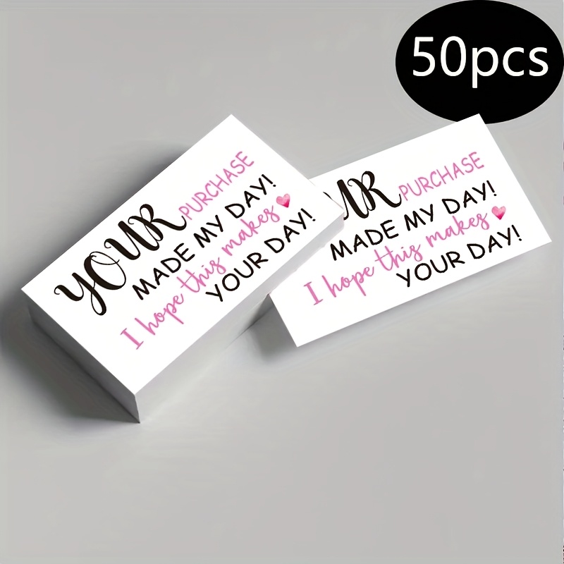 TEMU 100/50pcs/set- Small Business Thank You Cards- Thank You For Your Purchase- Blank Backs For Writing- Make Your Own Thank You Cards, For Small
