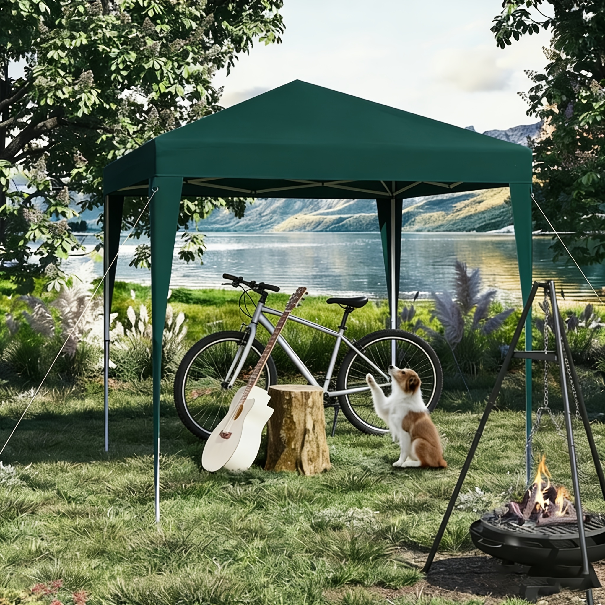 TEMU Tonnelle, Tonnelle pliante, 2 x 2 mètres avec 4 parois latérales, Tente de fête, Auvent de plage, Pergola de jardin extérieure, Protection UV