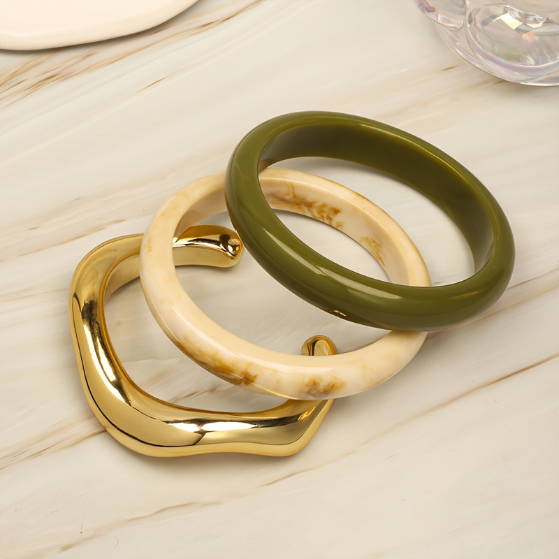 TEMU Juego de 3 pulseras únicas y de moda, pulseras apilables para mujer de estilo boho con bloques de , adecuadas para viajes y vacaciones