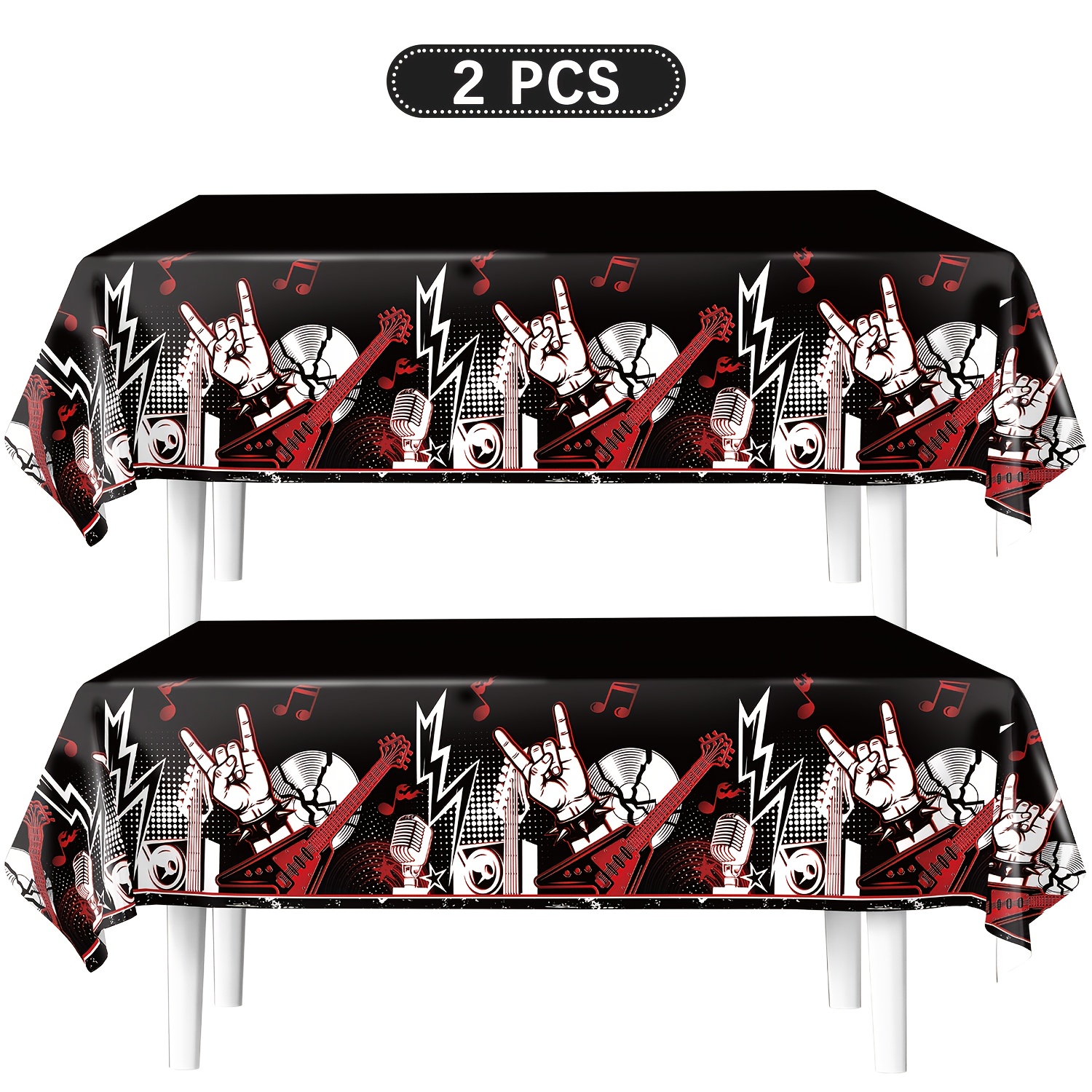 TEMU Birthday Party Decorations, 2pcs Rock And Roll Party Tablecloths, Rock And Roll Party Decoration Tablecloths, Musical Guitar Table Top