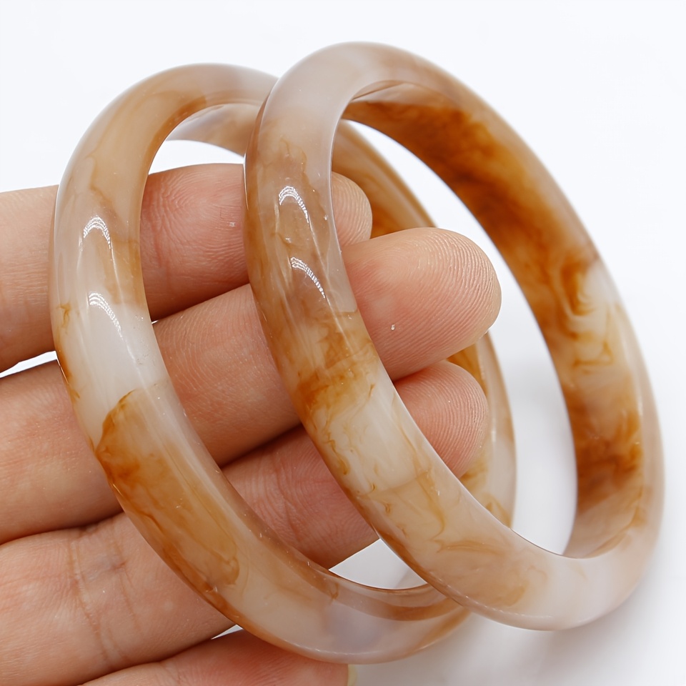 2pcs Vintage Boho Style Resin Bangle Bracelets for Women