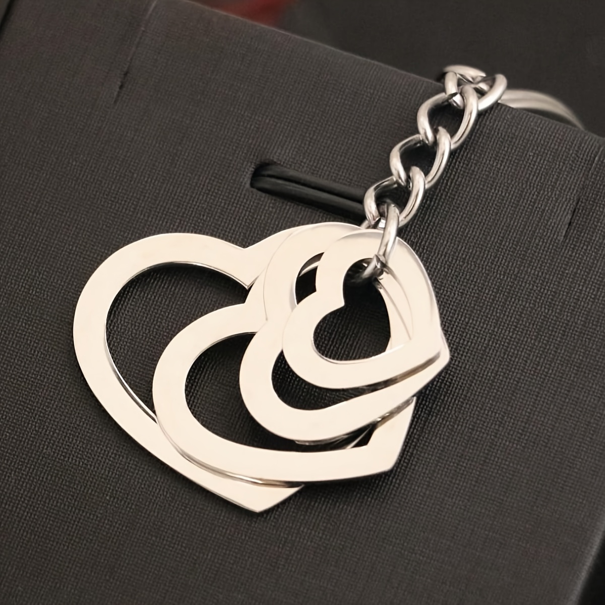 TEMU 1 Personalized Custom Keychain, Customized With 2-4 Names, Letters, Numbers, And A Heart-shaped Hollow Pendant Keychain, Stainless Steel Golden