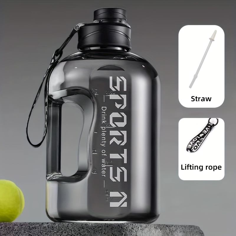 TEMU 1700ml Large-capacity Sports Water Bottle With Straw - Durable Pc Material, Ideal For Gym, Travel, Camping, Hiking & Fishing