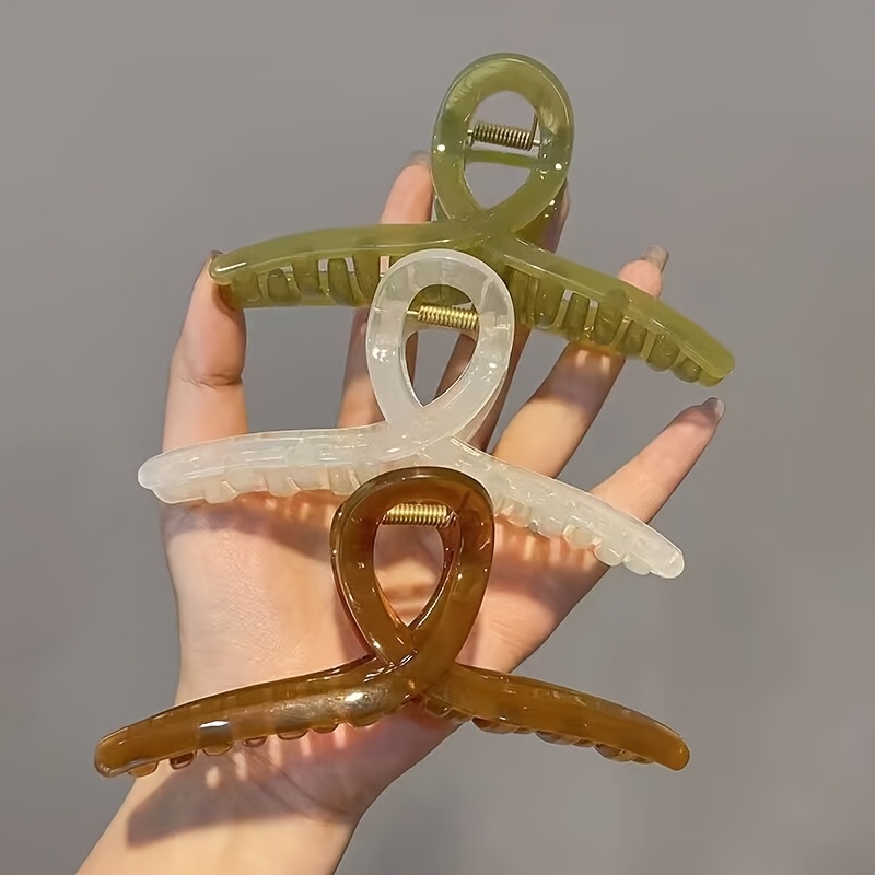 TEMU 3pcs Minimalist Stylish Shark Clip Hairpins - Trendy Large Hair Clips For Women, Elegant Updo Accessories