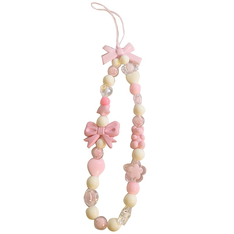 

Room Decor 1pc Acrylic Beaded Phone Lanyard, Chic Mobile Accessory, With Bow For Phone Case Bracelet