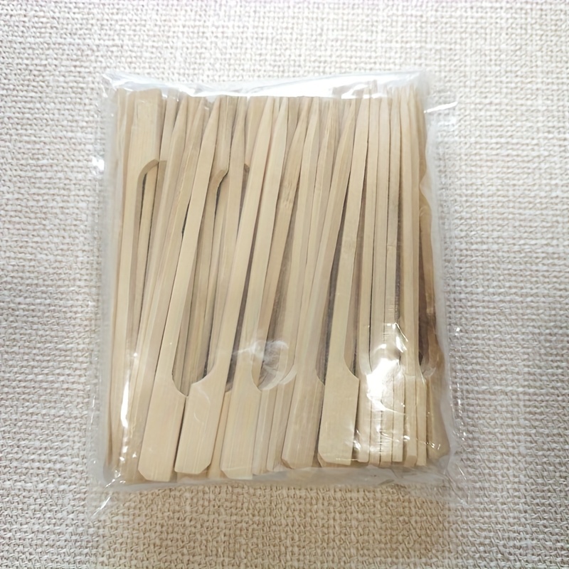 Image of 100pcs Bamboo Picks 12cm/4.72in Skewers Toothpicks For Cocktail, Appetizers, Fruit, Sandwich, Snacks, Package Of Wooden Paddle, Party Forks, Mini Sticks