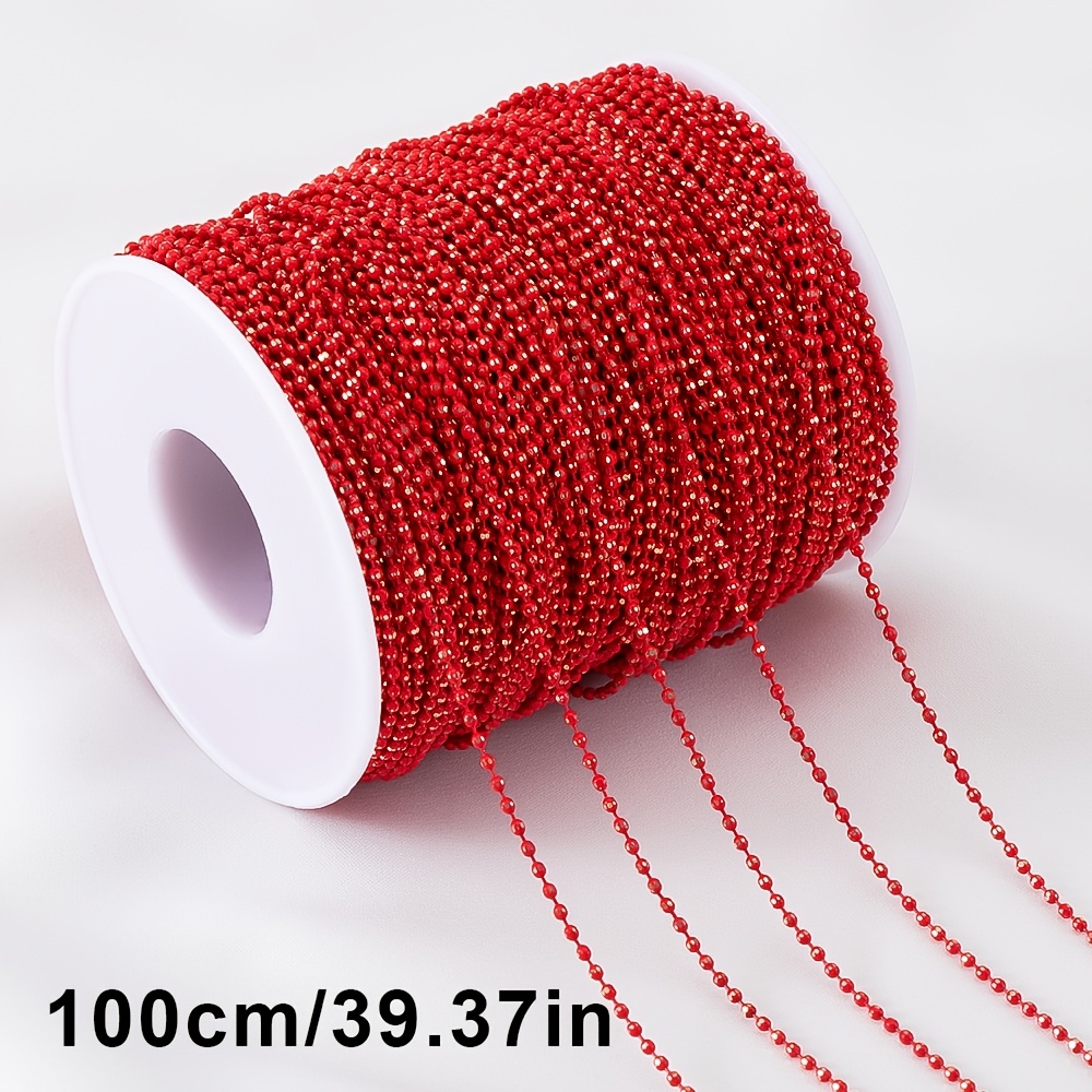 TEMU 1 Metro Cadena de Cobre con Cuentas Redondas Pequeñas Brillantes Pulsera Adiciones para el Cabello Adiciones de Joyería Cadena de Joyería