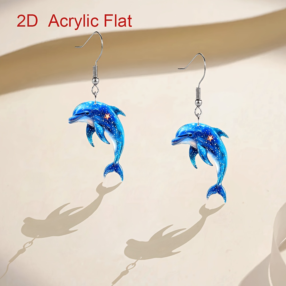 

Elegant Dolphin Acrylic Dangle Earrings For Women - Vintage-inspired, Perfect Gift For Any