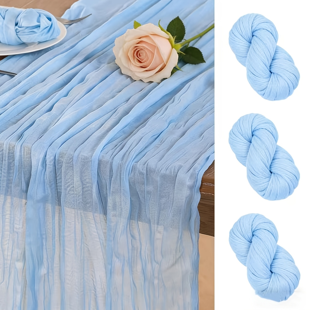 TEMU 3pcs/6pcs Cheese Tablecloths, Pleated Tablecloths, Suitable For Decorating Birthday Parties, Wedding Banquets, And Dining Tables