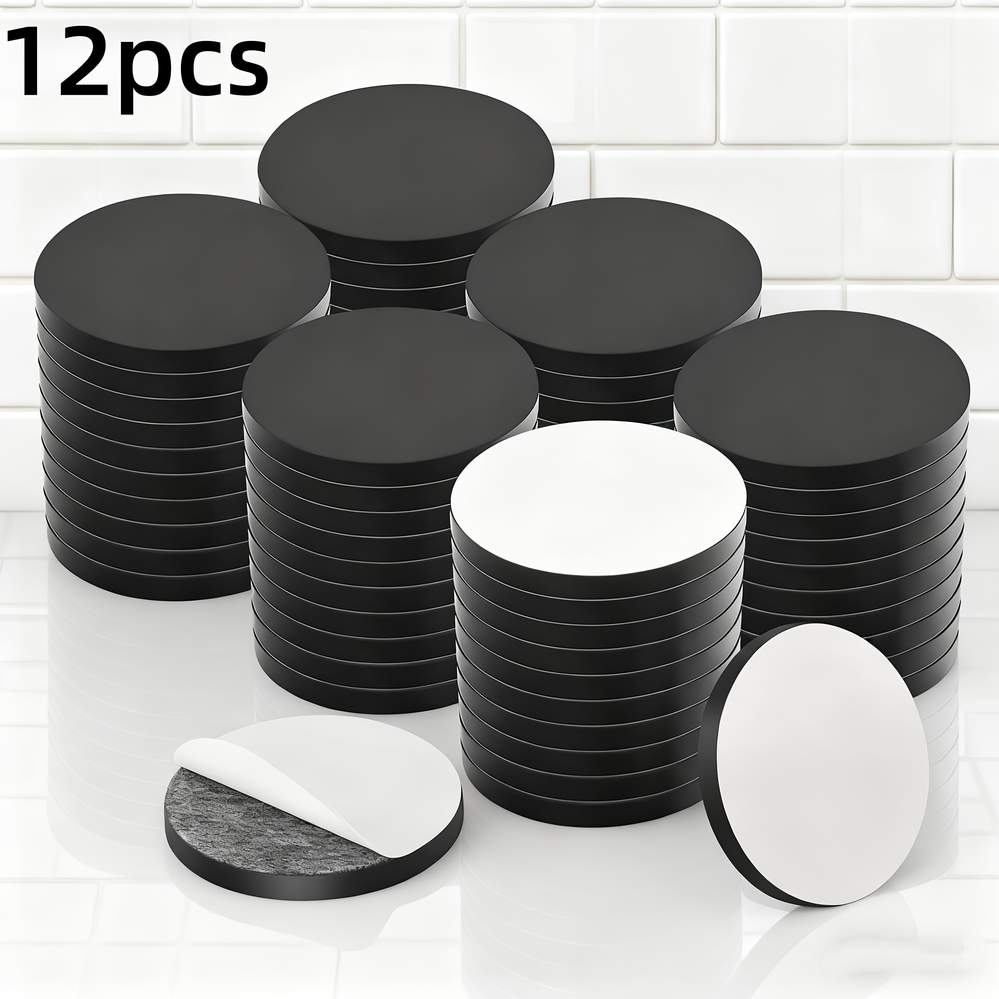 Image of 12/48pcs Flexible Round Magnets With Adhesive - Fridge & Whiteboard Stickers For Use