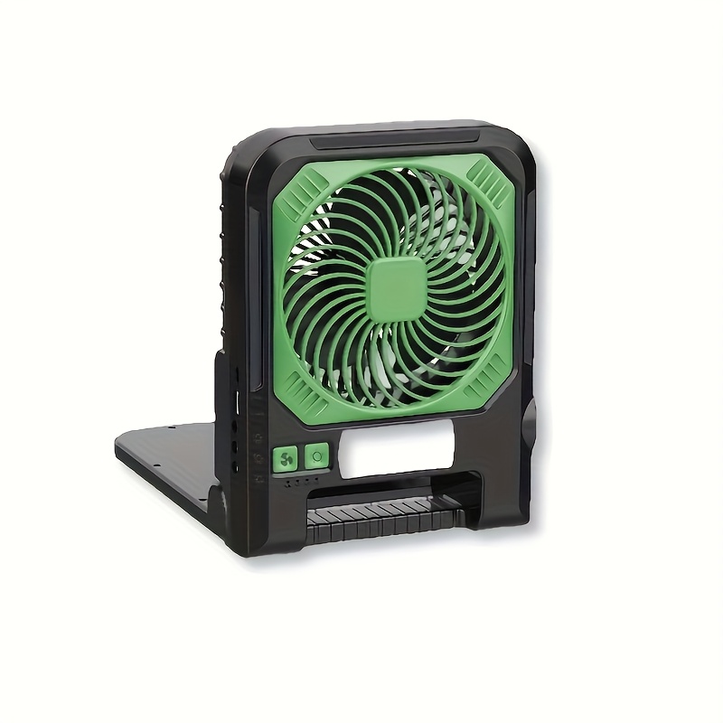 Portable Solar Fan with LED Night Light & Flashlight - USB Rechargeable