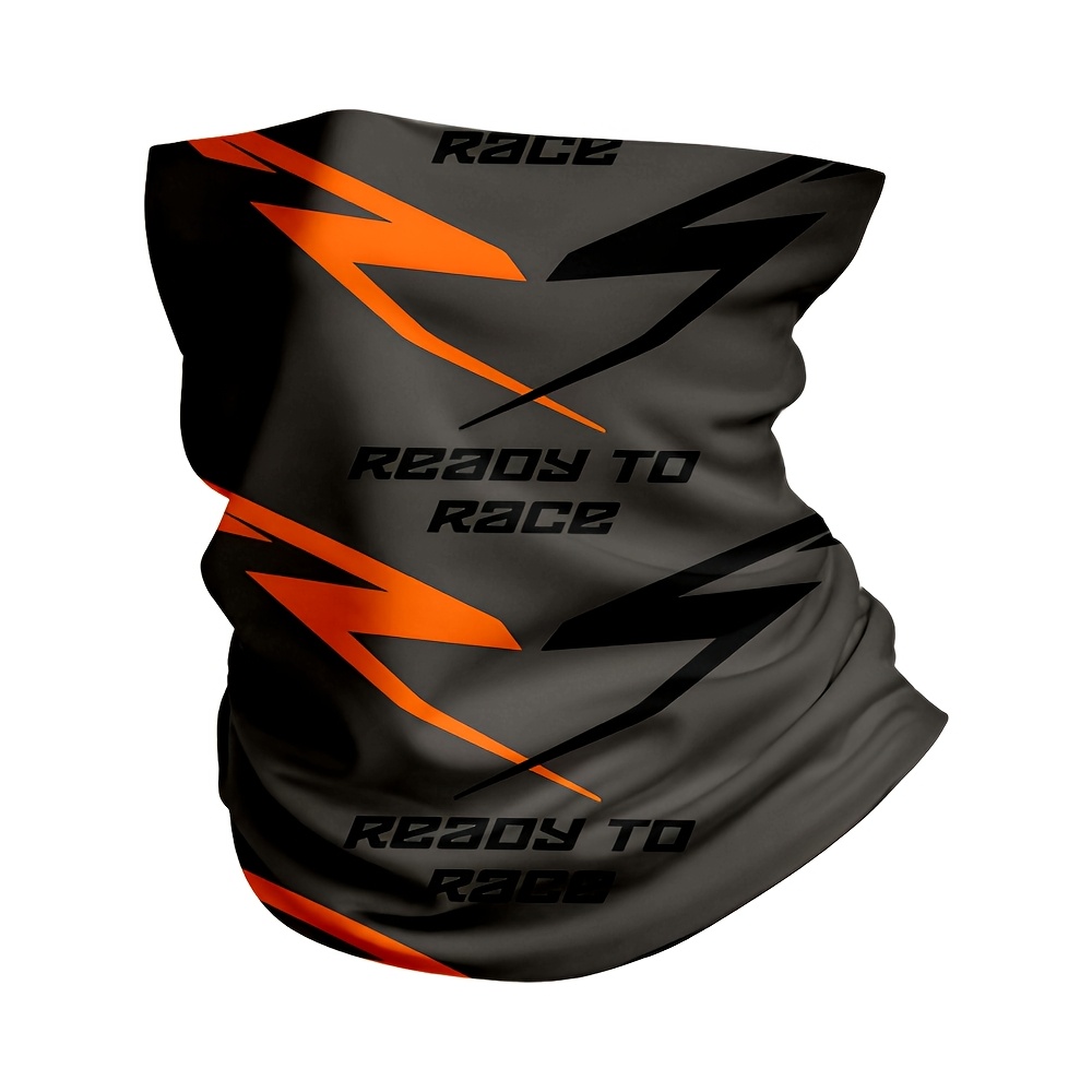 TEMU 1 Breathable Neck Gaiter Suitable For Men And Women, Gray Base With Lightning Racing Print Unisex Breathable Neck Gaiter Multi-use Cover For