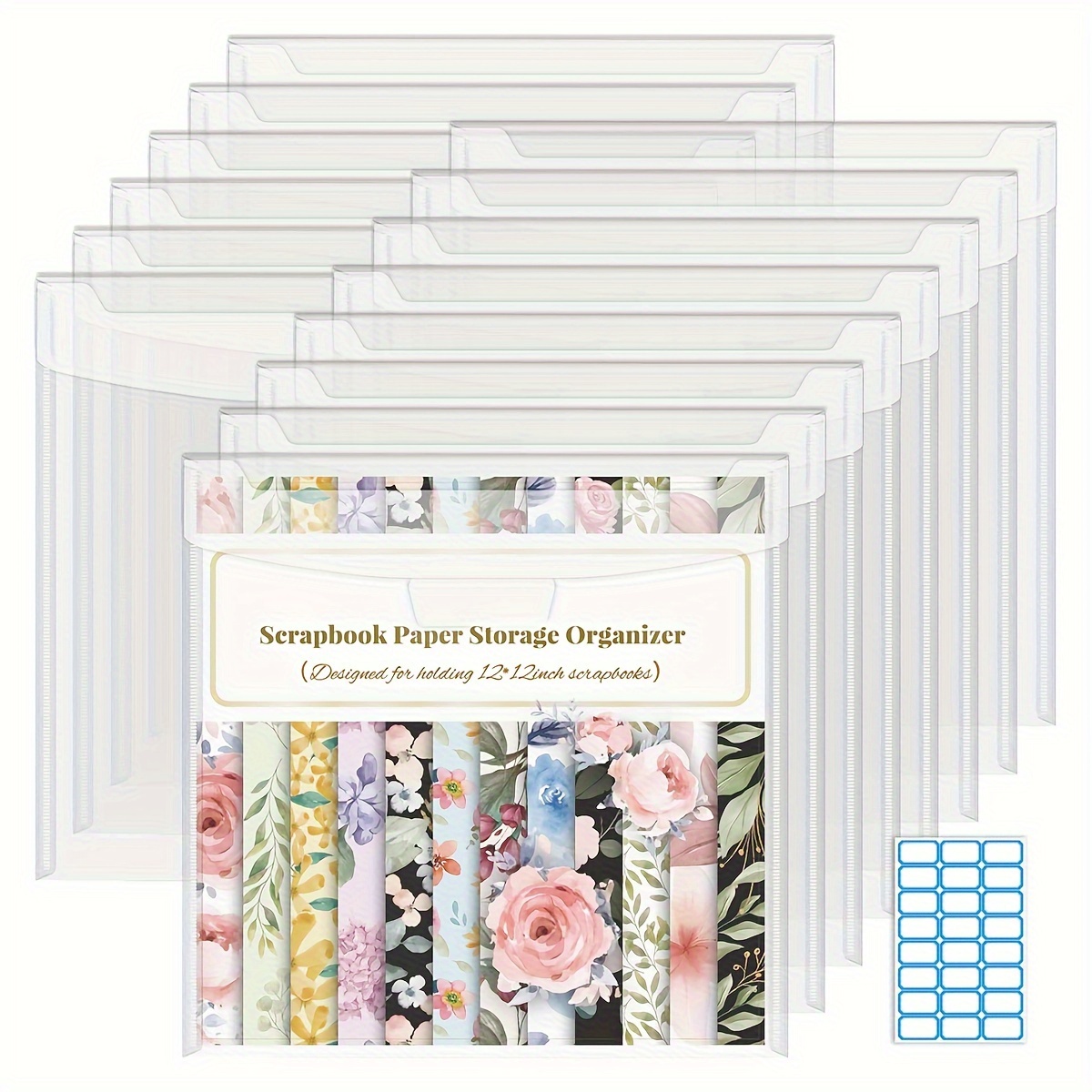 

Boho Style Scrapbook Paper Organizer - 32 Pack Clear Pp Storage Bags With Seal, Durable And Water-resistant, Includes Label Stickers For Photos, Vinyl Paper, And 12x12 Inch Paper Pad Storage