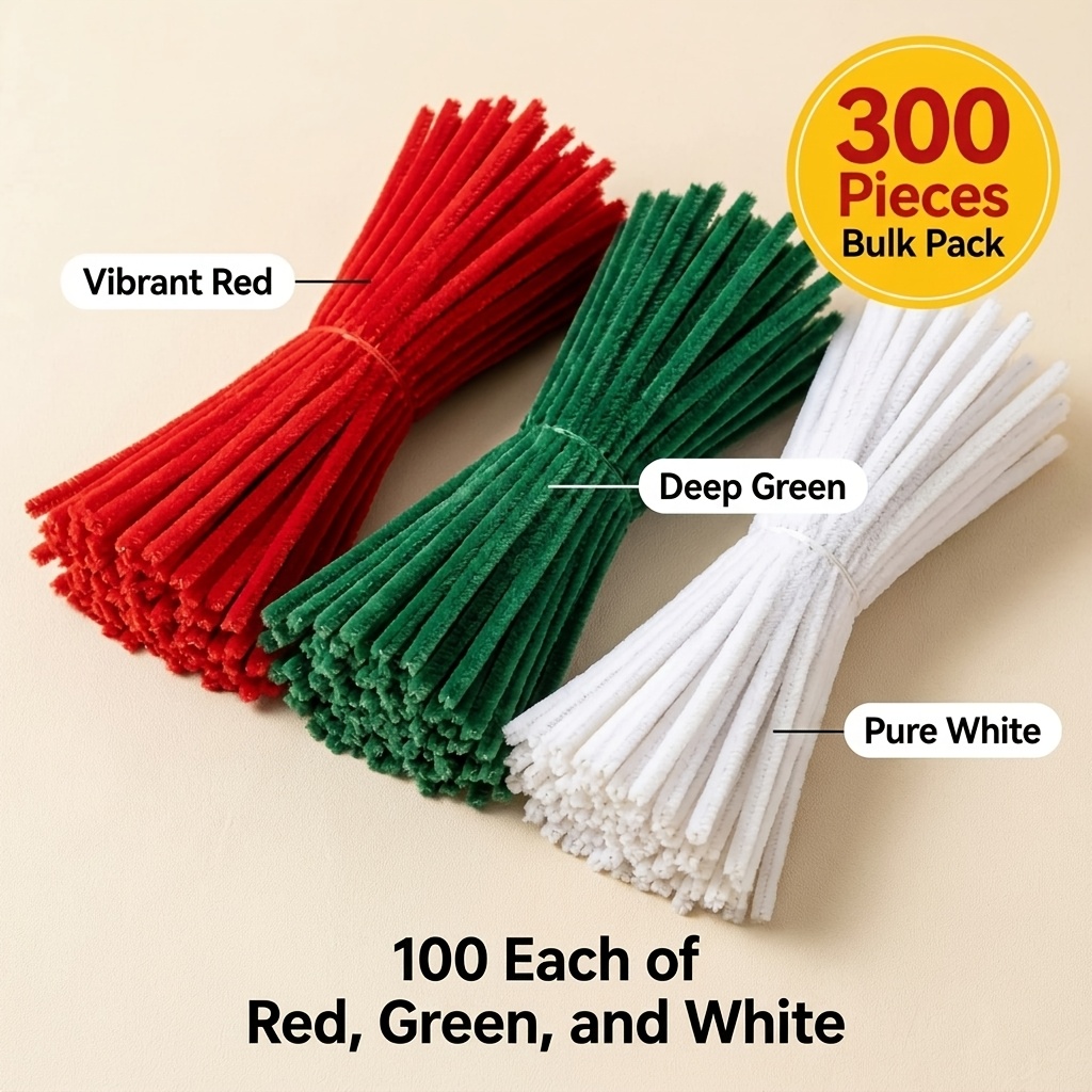 TEMU Ensemble de matériel d'artisanat de bâtonnets de 3 couleurs Rouge Noël, Vert Foncé, , Total 300pcs, Taille de bâtonnet unique 30Cm X 8Mm. Fil à
