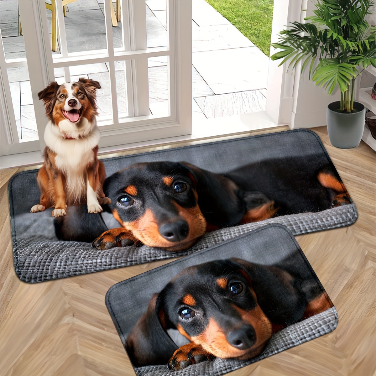 

Cute Dogs Dachshunds Indoor Carpet Rug For Entryway Entrance Floor, Kitchen Bathroom Laundry Room Non Slip Washable Thicken Kitchen Carpet Runner Bathroom Rugs