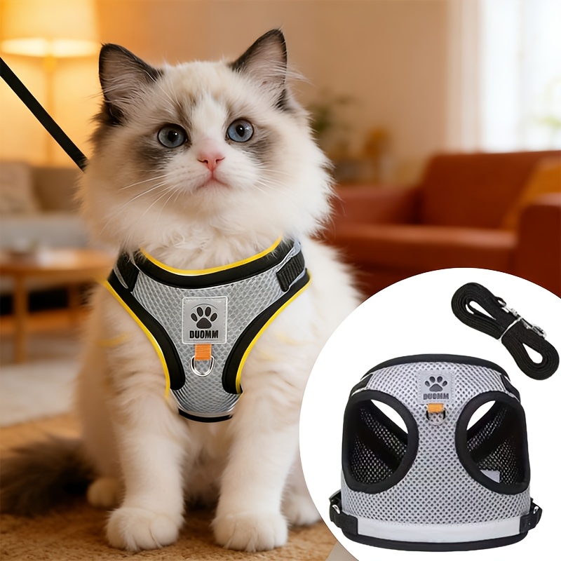 E-shop Leinen-Set für Katzen Hunde, Geschirr im Weste-Stil mit Ausreißsicherheitsleine, geeignet für Katzen Hunde, atmungsaktive Netzleine,