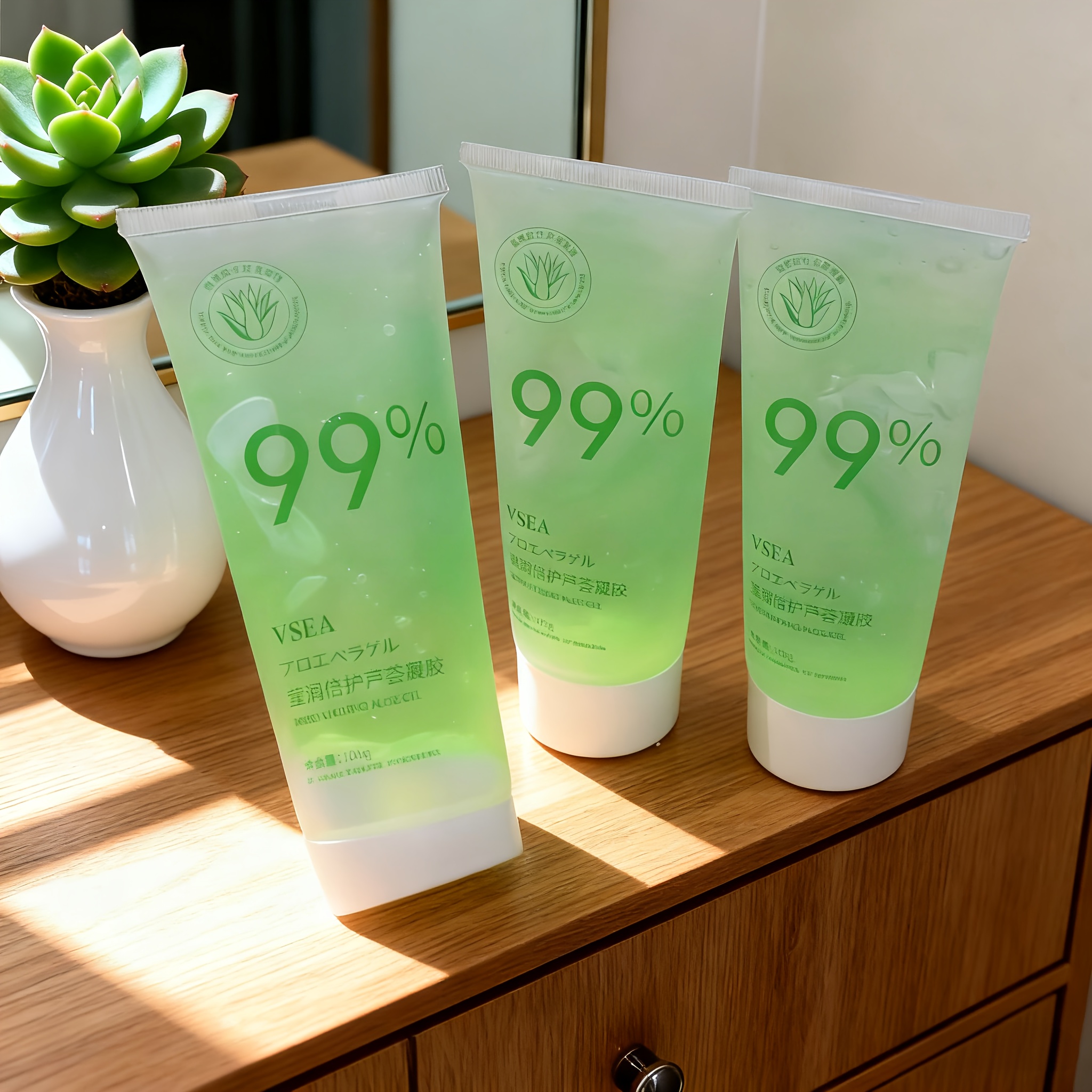 3 Vsea 99% Aloe Vera Gel - Moisturizing Face And Body Care, Suitable For Types, , Ideal Christmas Gift