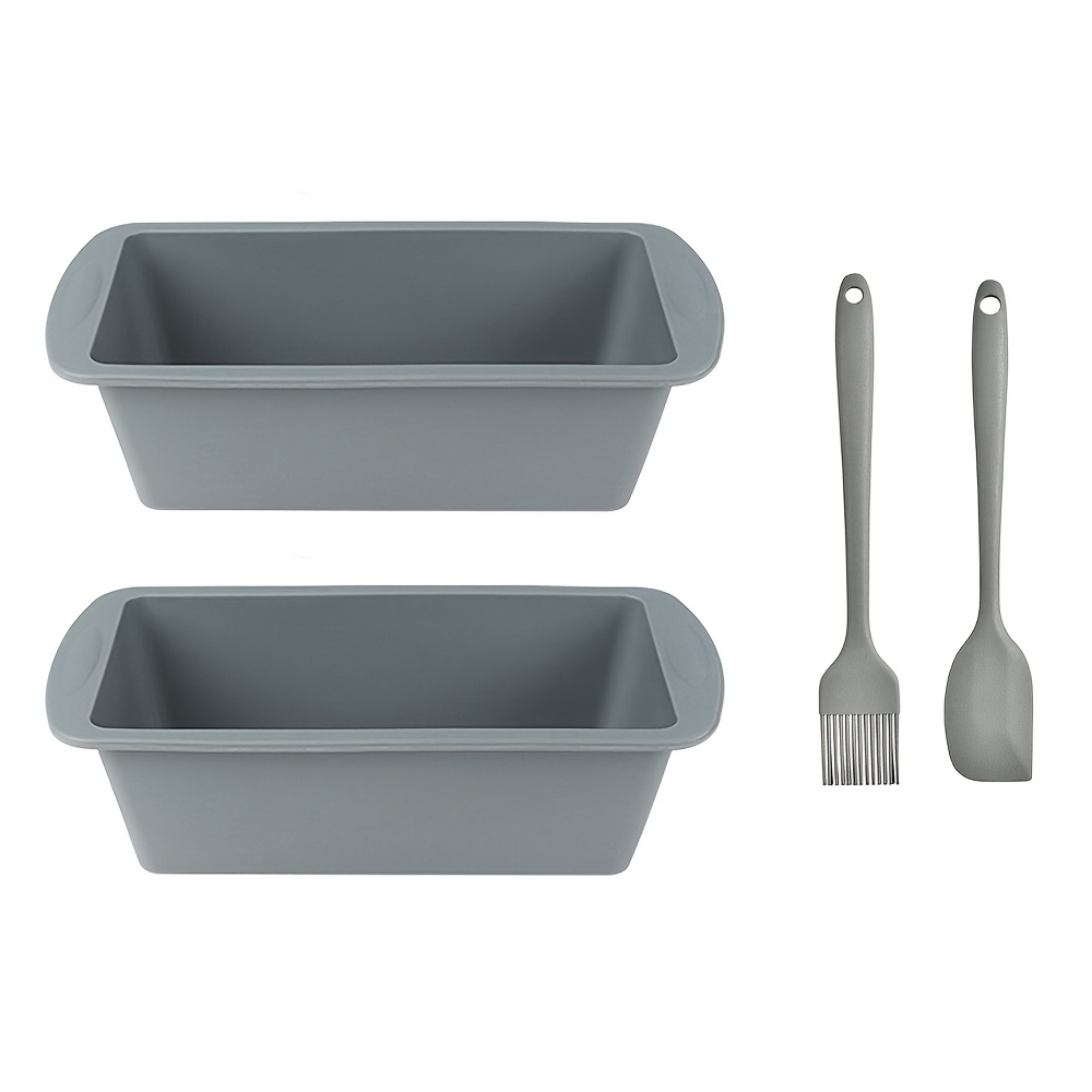 4pcs Eatscotta Silicone Baking Pan Set With Spatula & Brush - Heat-resistant Oven/air Fryer- Rectangular Loaf Pans Suitable For Oven, Dishwasher-safe Bread, Brownie, Cake Molds