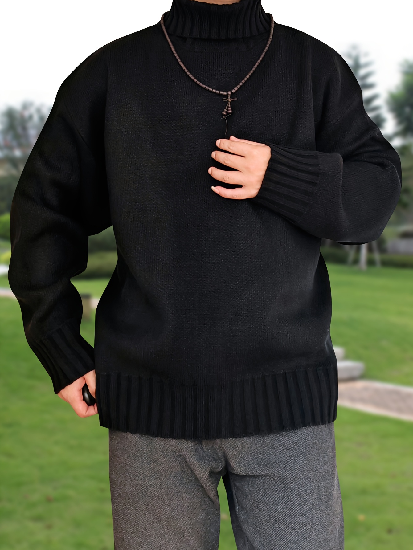 youyuchen men's oversized high neck turtleneck knit sweater Temu