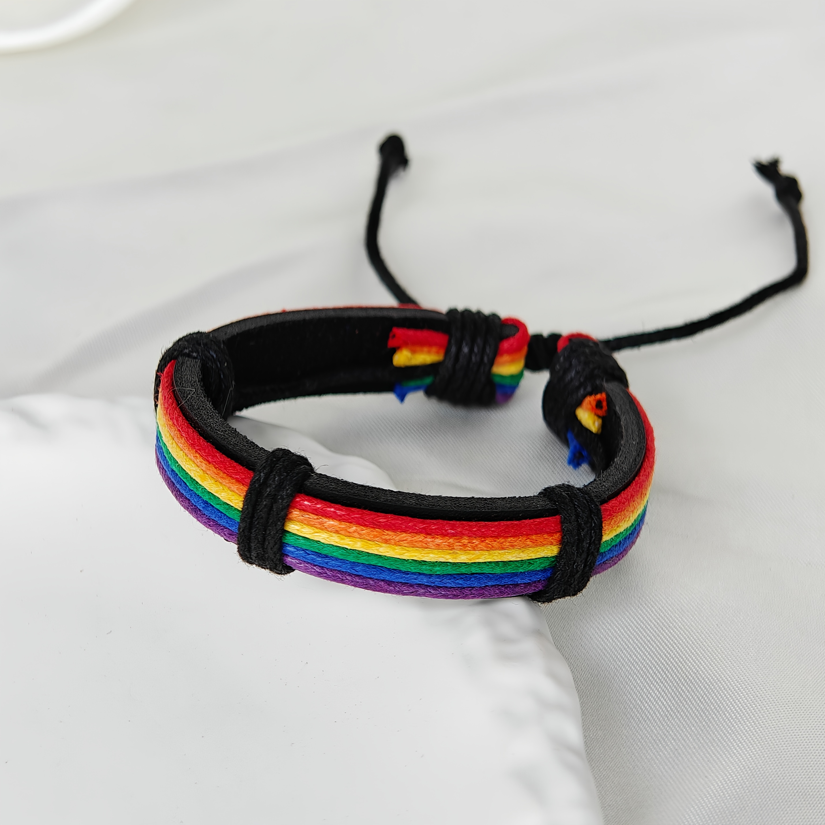 1pc, Multicolor Woven Rainbow Bracelet, Adjustable Size, Holiday Gift, Party Present, Best Gift For Lovers , Suitable For Daily Wear