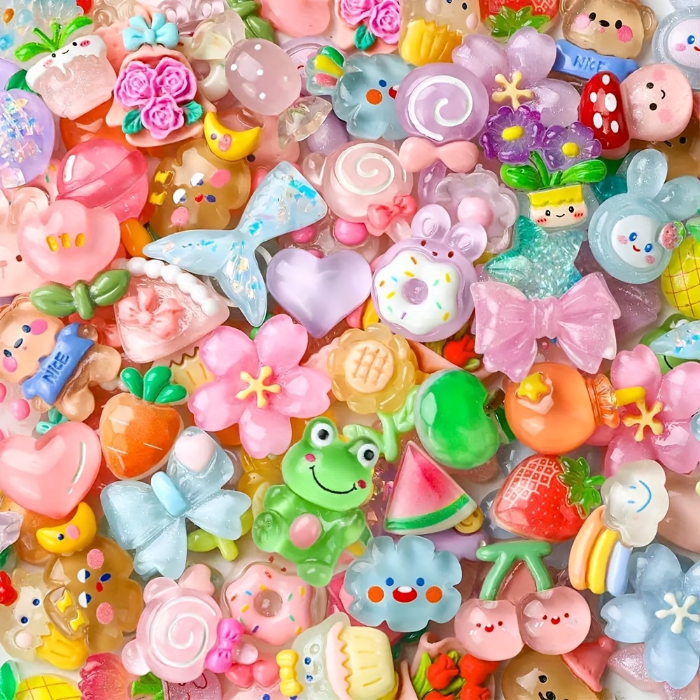 60pcs cute animal and flower decorations suitable for diy nail   clip decoration and phone case     design vibrant colors diy craft supplies