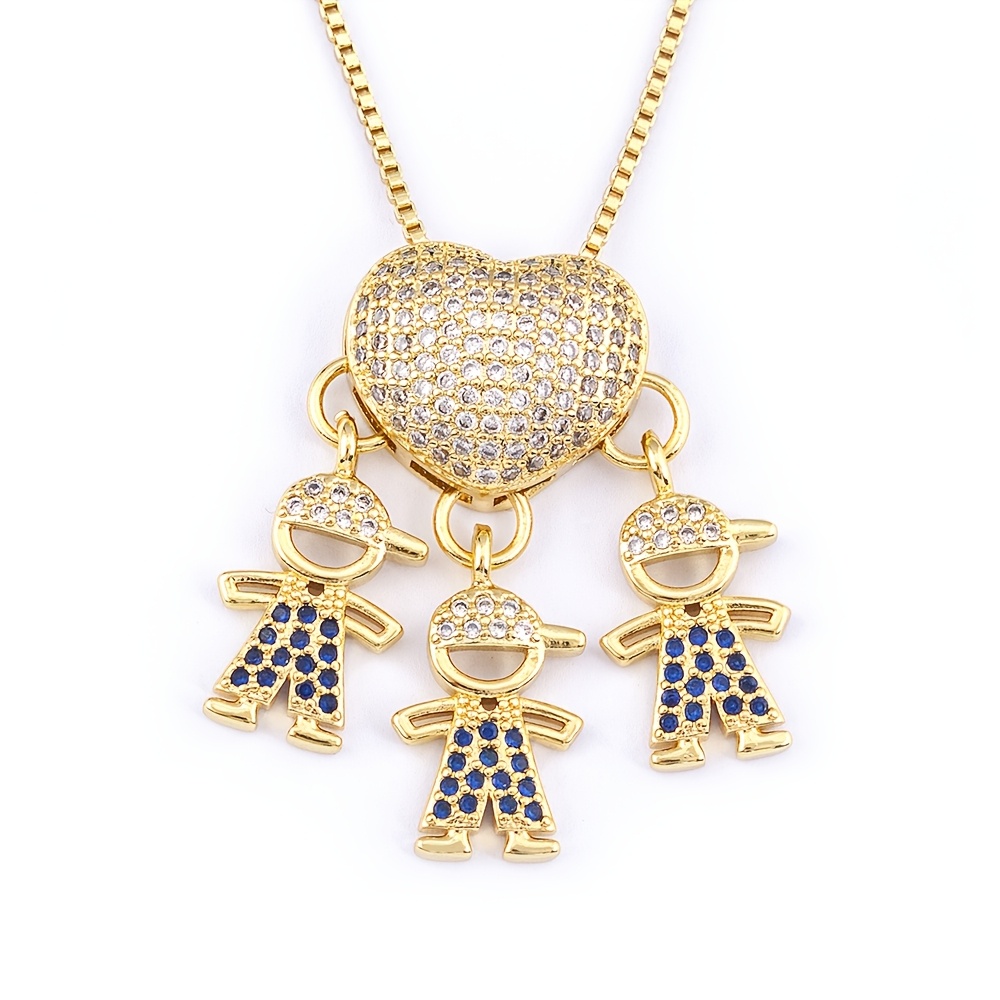 Women's Classic Family Heart Shape Charm Pendant Necklace