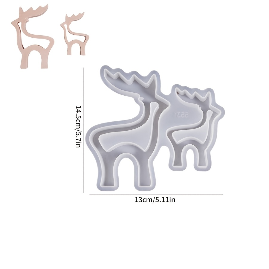 TEMU 1pc Resin Liquid Mold Double Hollow Deer Mother And Son Silicone Mold For Resin Silicone, Gypsum Cement Silicone, Home Decoration, Handicrafts,