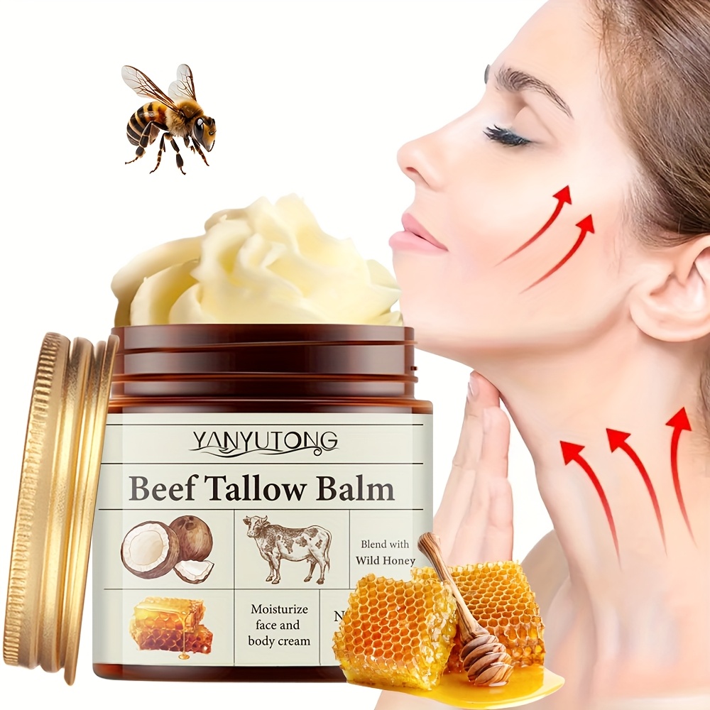 TEMU 100% Grass-fed Honey & Beef Honey Face + Body Moisturizer Cream - Hydrating, Gentle, Firming, Unisex