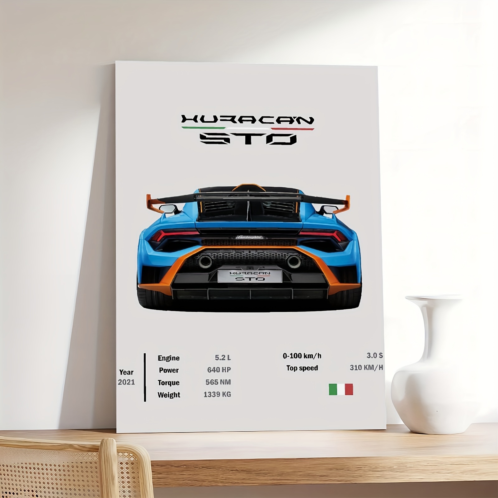 

1pc Art Car Art Print, Car For , , , Restaurants Decor, Orientation, Wood Frame,