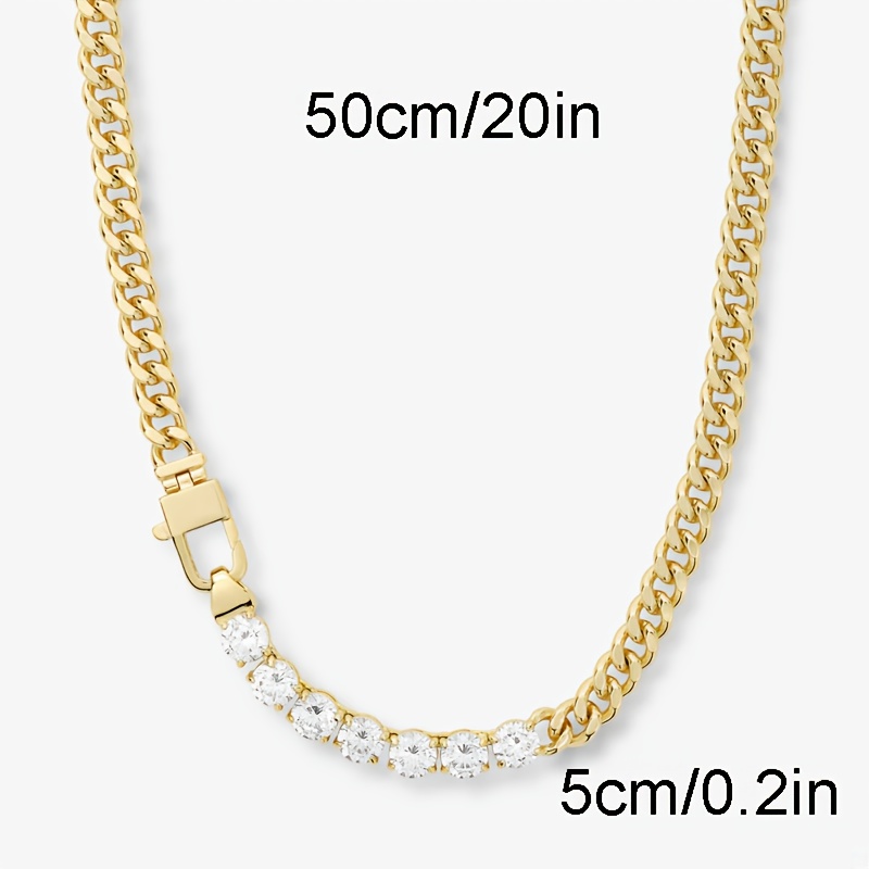 TEMU 925 Silver 18k Plated Moissanite Cuban Women's Necklace, Chain, High Quality Jewelry Gift For Women, Hypoallergenic, Women's Necklace, Mother's