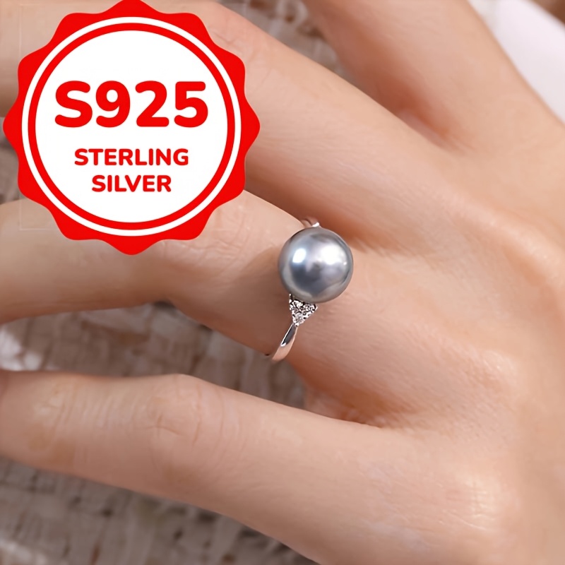 

1.8g Fashion S925 Pure Silvery Four- Geometric Pearl Engagement Gift Jewelry Ring For Women