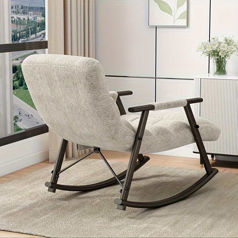 42 2 inch velvet adjustable backrest and footrests with side pockets casual rocking chair is suitable for living rooms and apartments Product details 3