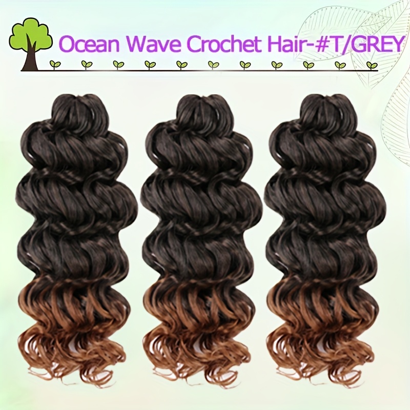 TEMU 8 Pouces Cheveux Crochet Océaniques, Cheveux Crochet d'Eau pour Femmes, Crochet Bouclées, Extensions Synthétiques Boucles Plage (Pack de 3)