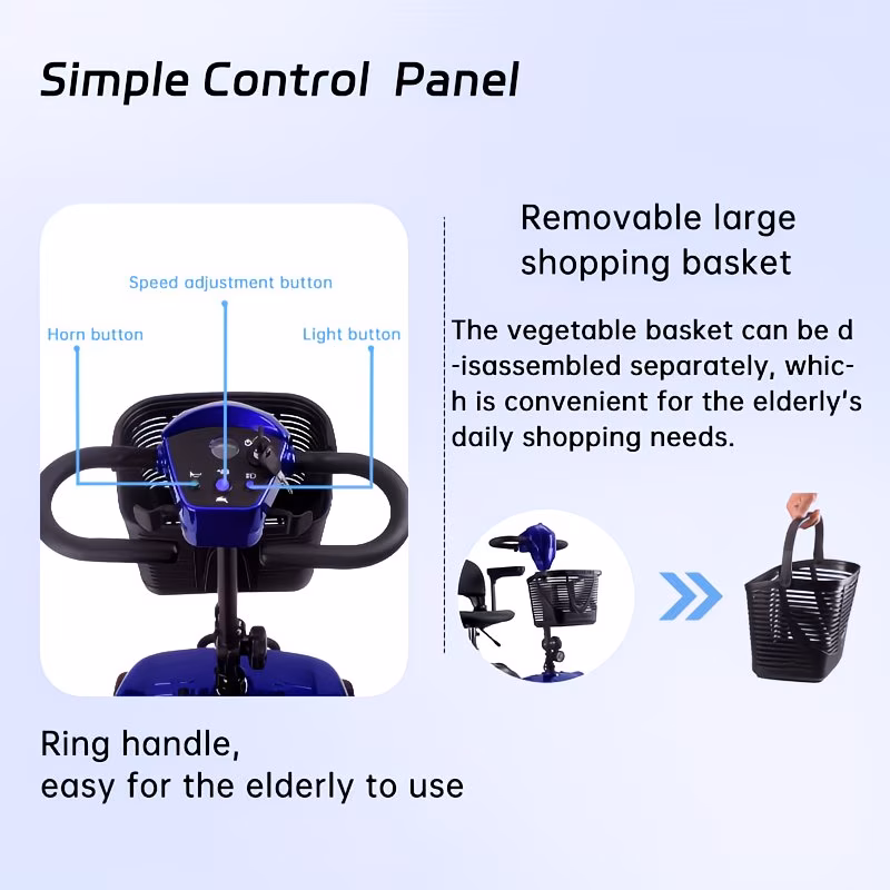 mobility aids for the four wheel foldable mobility scooters for adults 250w 12v 12ah long range with led headlights and a detachable storage basket with a tool kit charger and manual holiday surprise gift Product details 4