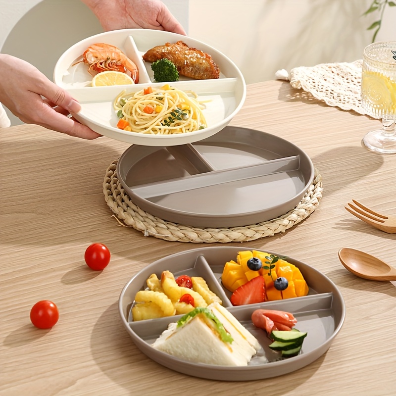 1/2/4 piezas, Plato Dividido para Control de Porciones, Plato Separado, Plato para Pérdida de Peso, Tres Compartimentos, Plato de Plástico Resistente a Caídas, Plato Escolar, Apto para Microondas y Lavavajillas, Ideal para el Control del Peso, Feliz Eid Al-Fitr