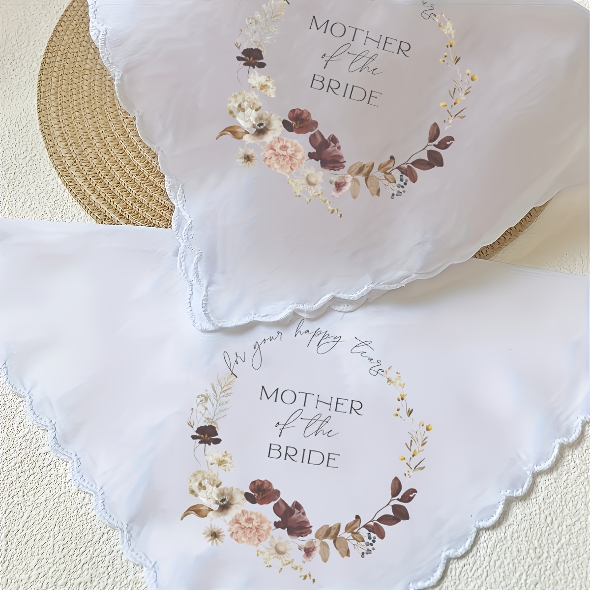 polyester mother bride handkerchief elegant floral wedding Temu