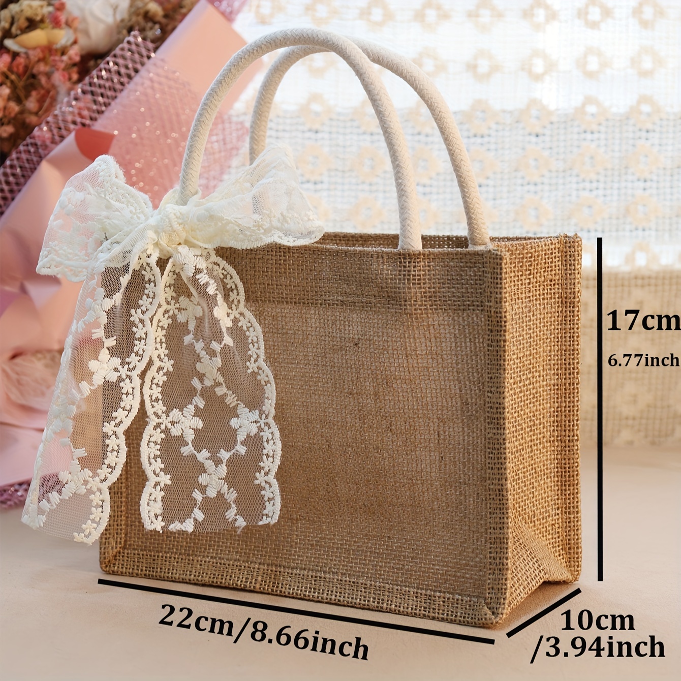 E-shop Jute-Party-Geschenktasche mit Band Strand, Einkauf, DIY. Einkaufen, , Sport, für Frauen, , Lehrerinnen und Freunde