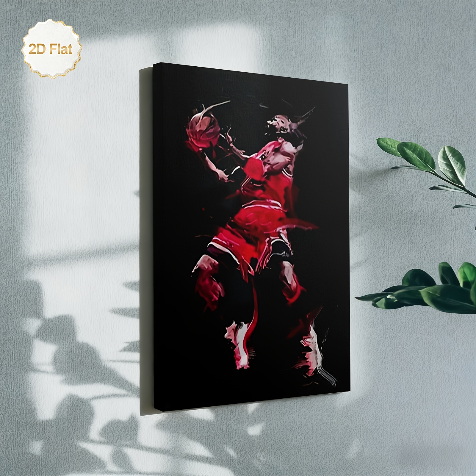 TEMU 2d Flat, 2d Flat, Posters And Prints, 1pc, Basketball Dunk Wall Art, Modern, Living Room, Bedroom, Game Room Decor, Sports, Player Action,