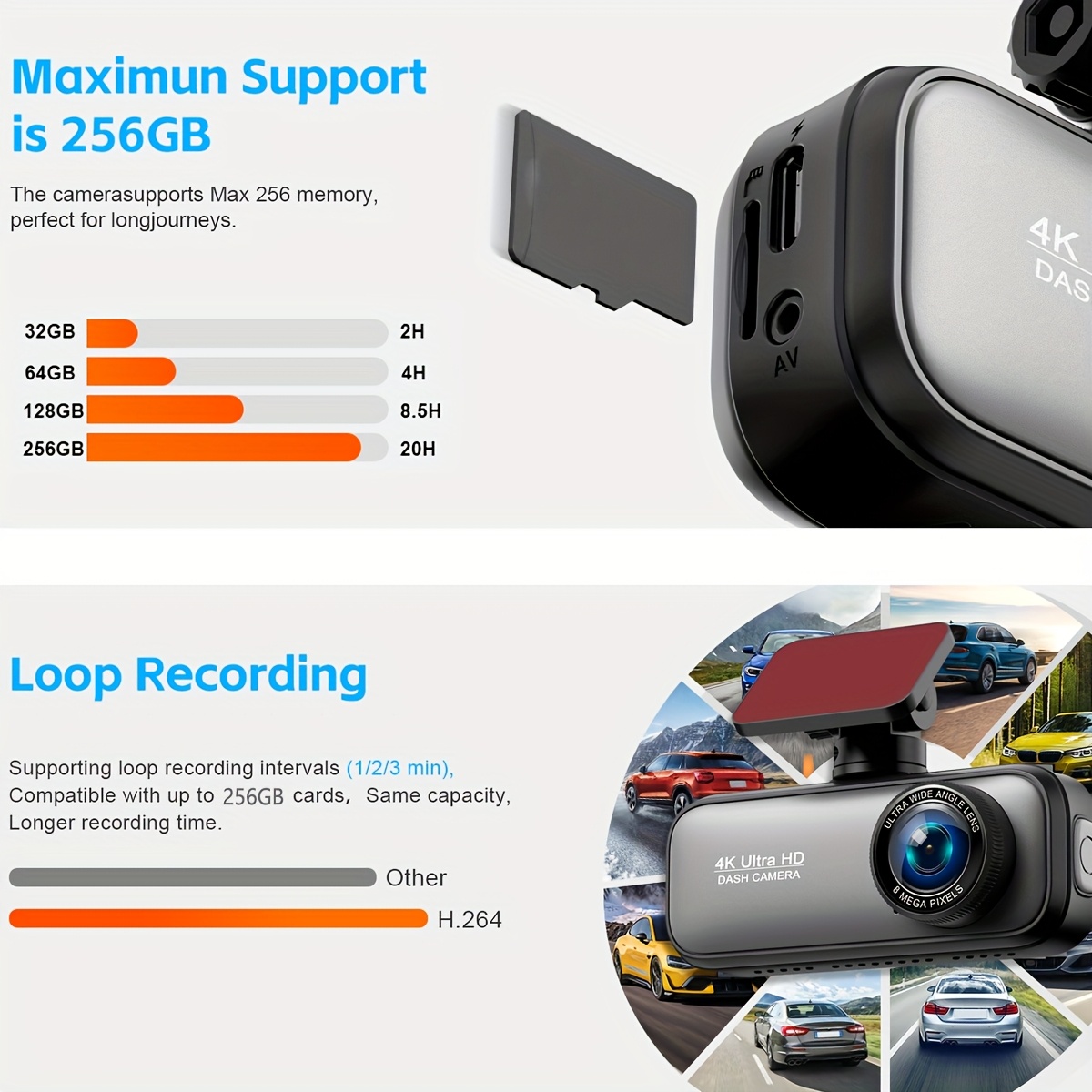 Dash Cam 4K Front, Ultra HD Dash Camera for Cars, 5.0cmIPS Screen Mini Car Camera with APP Control, Built-in Wi-Fi & G-Sensor, 170° Wide Angle, 24H Parking Monitor, Night Vision, WDR, Loop Recording, Support 256GB Card Max (TF Card Not Included)