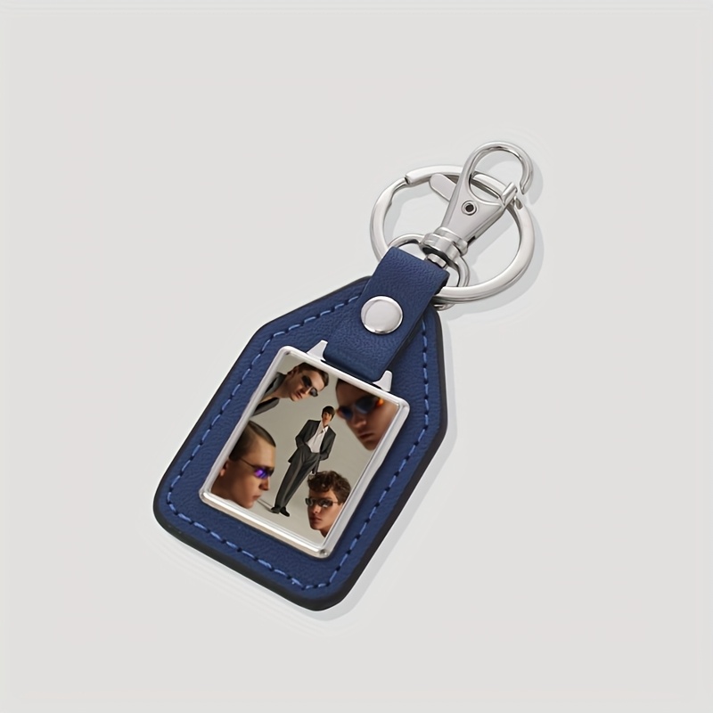 TEMU 1pc Custom Pu Keychain With Personalized Heat Transfer Printing, Custom Pattern Pu Keychain, Personalized Gift For Family, , Couples, Custom