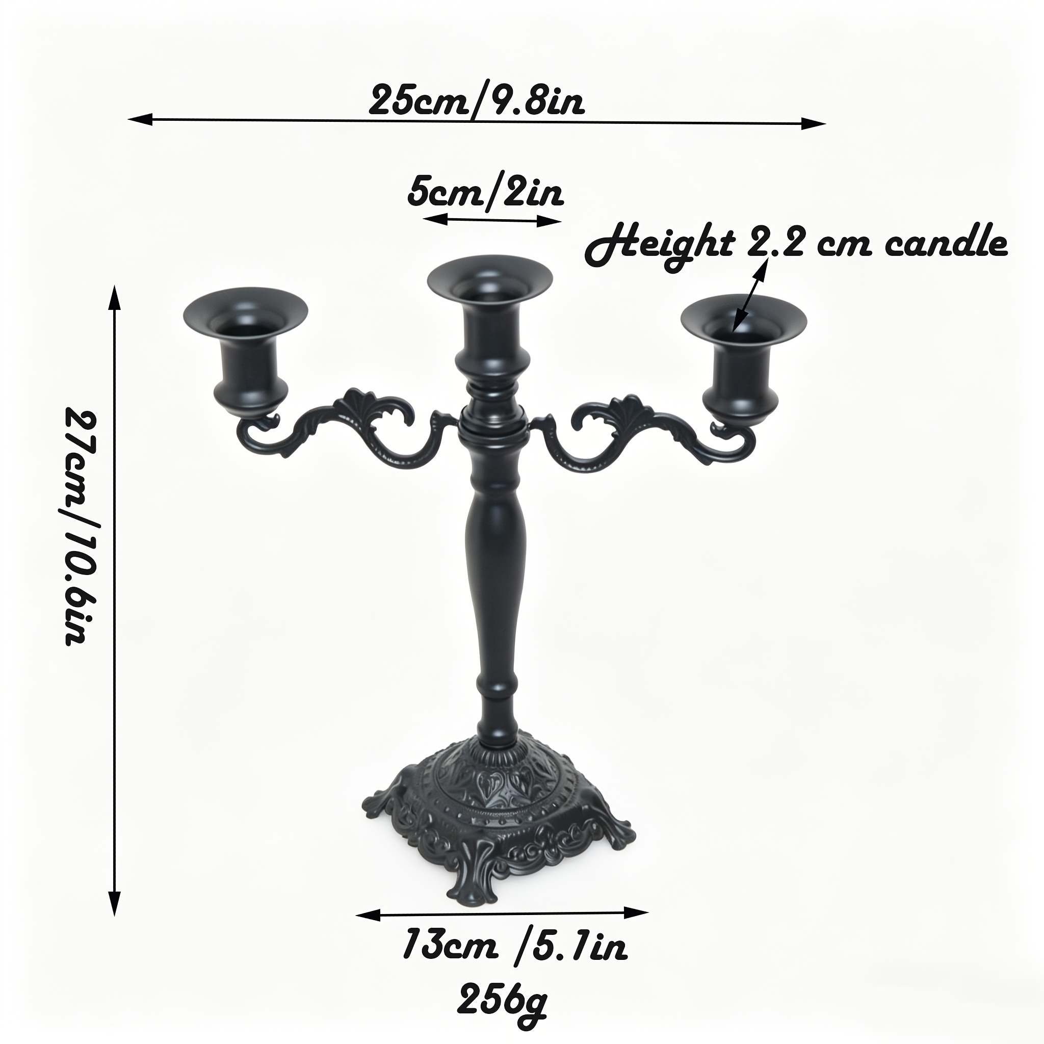 TEMU 1pc 5-Head/3-Head de Metal Estilo Rama de Hierro Fundido, Vintage, Adecuado para Bodas Románticas, , Halloween, Navidad, Eventos Formales, de