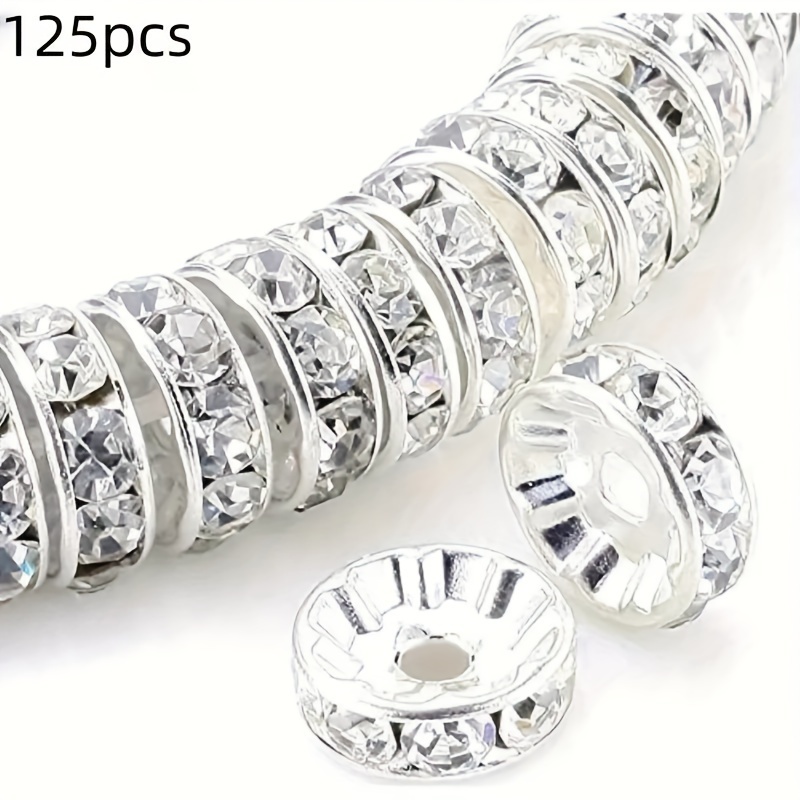 TEMU 125pcs/60pcs Perles Espaceurs Rondes, 8mm, 10mm, 12mm Perles Espaceurs Rondes, Perles pour Bijoux , Pendentifs pour Bracelets