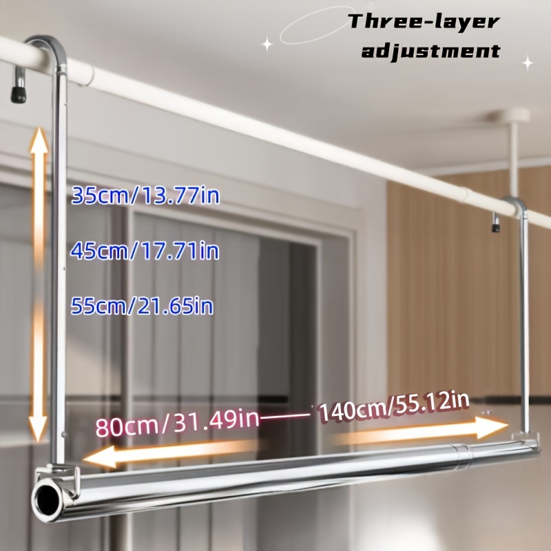 Stendibiancheria Telescopico Da Parete In Acciaio Inox 304 – Corda Ritrattile Per Balcone E Bagno, Oro - 5