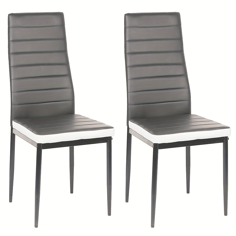 E-shop 2 Esszimmerstühle, Kunstleder-Esszimmerstühle mit Metallbeinen, elegante Küchenstühle, für Küche Esszimmer, grau weiß